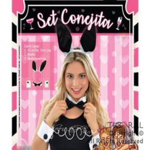 SET CONEJITA VINCHA MOO Y MUEQUERAS X 1